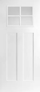 Heritage Craftsman door, smooth white, 1/3 glass, artisan
